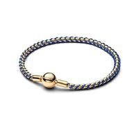 Braided 14k Gold-Plated Box Chain Bracelet with Blue Textile Cord