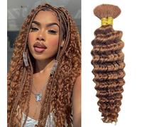 Braiding hair， Extensions de cheveux brésiliens Remy ondulés style bohème,Human hair braiding hair(Red,1pcs 20inch)