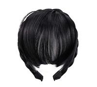 Braids Bandeau invisible pour femme - Fausse frange synthétique - Extensions de cheveux synthétiques - Style princesse (noir naturel)