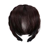 Braids Bandeau invisible pour femme - Fausse frange synthétique - Extensions de cheveux synthétiques - Style princesse (marron foncé)