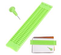 Braille Slate - 4 Lines 28 Cells Blind Learning Aid | Braille Fingerboard Writing Set | 21.8x4.4x0.7cm ABS Material, 55g, With Pen, For Learners Students Classroom Home School Kids Teens Adults