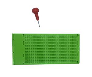 Braille Tablette à Cuvettes 9 Lignes x 28 Caractères avec 2 Poinçon (Vert)