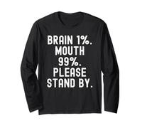 Brain 1 Mouth 99 Please Stand by Witty Men Women Manche Longue