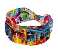 Brain and Bus Bandeau large pour femme absorbant la transpiration Bandeau élastique doux Bandeau de yoga Accessoire pour cheveux tendance