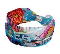 Brain and Bus - Bandeau large pour femme - Antidérapant - Élastique - Avec nœud torsadé