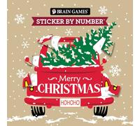 Brain Games - Sticker by Number Compact Edition: Merry Christmas | 7x7 Inches | Christmas Stocking Stuffer, Travel Size Activity Book for Adults & Kids 7+