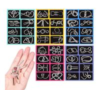 Brain Teaser Metal Puzzles - 40 Piece Wire Puzzle Toy, with Intelligence Challenges, Metal Puzzle Game for Kids Adults, Ideal for Home, School, Casual Party Or Fun Learning Activities