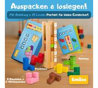 Brain Tower Wooden Puzzle for Ages 3+ Logic Game with 3 Difficulty Levels and 21 Levels Montessori Educational Toy for Kids Learning Colors Numbers Game