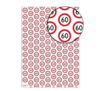 Brainbox Candy - 2 feuilles de papier cadeau amusant « 60th Birthday » - Emballage pour panneau d'avertissement - 60 ans pour lui, elle, homme, femme, 60e anniversaire - Emballage plié de qualité