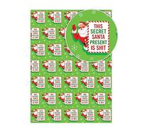 Brainbox Candy - 2 feuilles de papier cadeau de Noël coquin « Secret Santa » - Papier cadeau de Noël amusant pour lui, elle, homme, femme, amis - Emballage plié de qualité