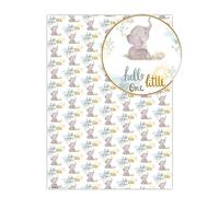 Brainbox Candy - 2 feuilles de papier cadeau mignon pour nouveau-né - « Hello Little One » - Joli bébé garçon/fille - Emballage cadeau neutre - Emballage plié de qualité