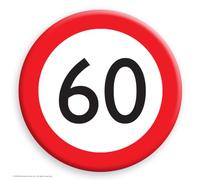 Brainbox Candy - Badge amusant 60 ans - « 60 ans Warning » - 60e anniversaire - Badges à boutons - Cadeaux fantaisie - Pour lui, elle, homme, femme, amis, partenaire