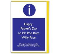 Brainbox Candy - Carte amusante pour la fête des pères - « Poo Bum Willy Face » - Cartes de fête des pères coquines - Pour papa de la part de son fils et de sa fille