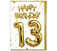 Brainbox Candy - Carte d'anniversaire 13 ans - Adolescent - Belle carte d'âge en feuille d'or blanc - Pour fils et filles - Anniversaire de famille - Ami