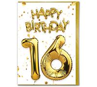 Brainbox Candy - Carte d'anniversaire 16 ans - 16 ans - Sweet Seize - Belle carte d'âge en feuille d'or blanc - Pour fils et filles - Anniversaire de famille - Ami