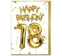 Brainbox Candy - Carte d'anniversaire 18 ans - 18 ans - Dix-huitième anniversaire - Belle carte d'âge à effet feuille d'or blanc - Pour lui, elle, fils, fille, amis, compagnons - Cartes d'âge spécial