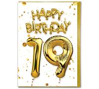 Brainbox Candy - Carte d'anniversaire 19 ans - 19 ans - Ballons d'anniversaire - Cartes d'âge pour lui, elle, fils, fille, amis, camarades - Cartes d'âge spécial