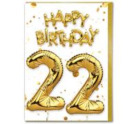 Brainbox Candy Carte d'anniversaire 22 ans - Belle carte d'anniversaire - Effet feuille d'or blanc - Cartes d'anniversaire pour lui, elle, hommes, femmes, amis