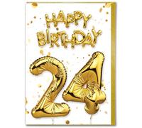 Brainbox Candy Carte d'anniversaire 24 ans - Belle carte d'anniversaire - Effet feuille d'or blanc - Cartes d'anniversaire pour lui, elle, hommes, femmes, amis