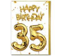 Brainbox Candy - Carte d'anniversaire 35 ans - Belle carte de ballon en feuille d'or blanc - Cartes d'anniversaire pour lui, elle, hommes, femmes, amis