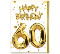 Brainbox Candy - Carte d'anniversaire 60 ans - Belle carte d'anniversaire à effet feuille d'or blanc - Cartes d'anniversaire pour lui, elle, hommes, femmes, amis