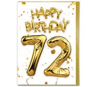 Brainbox Candy Carte d'anniversaire 72 ans - Belle carte d'anniversaire - Effet feuille d'or blanc - Cartes d'anniversaire pour lui, elle, hommes, femmes, amis