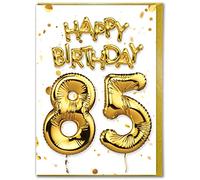 Brainbox Candy - Carte d'anniversaire 85 ans - 85 ans - Belle carte de ballon en feuille d'or blanc - Carte d'anniversaire importante pour homme et femme