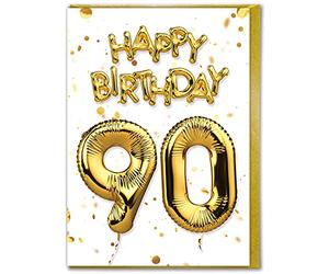 Brainbox Candy - Carte d'anniversaire 90 ans - Belle carte d'anniversaire à effet feuille d'or blanc - Cartes d'anniversaire importantes pour homme et femme