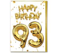 Brainbox Candy - Carte d'anniversaire 93 ans - Belle carte de ballon en feuille d'or blanc - Cartes d'anniversaire pour lui, elle, hommes, femmes, amis