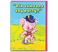 Brainbox Candy Carte d'anniversaire amusante - Magda Archer - « Did Someone Say Party » - Carte de vœux kitsch - Humour vintage amusant - Cartes rétro pour lui, ses amis