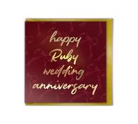 Brainbox Candy - Carte d'anniversaire de mariage avec rubis - 40e anniversaire - Design élégant en feuille d'or - 40 merveilleuses années ensemble - Pour mari, épouse, couple, lui, elle - Carte de