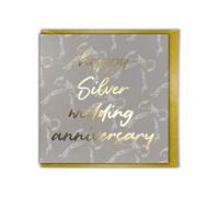 Brainbox Candy Carte d'anniversaire de mariage en argent - 25e anniversaire - Design élégant en feuille d'or - 25 merveilleuses années ensemble - pour mari, épouse, couple, lui, elle - Carte de vœux