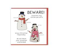 Brainbox Candy - Carte de Noël amusante - « Bonhomme de neige pervers » - Autre quoi - Illustration hilarante - Humour de dessin animé grossier - Dessin animé surréaliste - Cartes coquines pour hommes