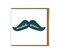 Brainbox Candy - Carte de remerciement amusante - « Moustache Gracias » - Cartes humoristiques coquines - Cartes fantaisie pour lui, ses amis et ses amis