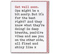 Brainbox Candy - Carte de rétablissement « Get Well Soon » - Positive Vibes « Operations Are Scary » - Chirurgie pré-opératoire - Get Well Wishes - Feel Better Soon - Carte de récupération - Pour lui