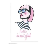 Brainbox Candy Carte postale amusante - « Hello Beautiful » - Fran Hooper - Mignon moderne Pop Art Fashion A6 Impression A6 - Pour son amie, sœur, fille, épouse