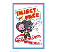 Brainbox Candy Carte postale officielle Magda Archer - « Inject My Face » - Cartes postales amusantes - Art Magda Archer - Impression A6 - Carte postale artistique