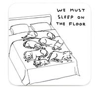 Brainbox Candy Dessous de verre officiel David Shrigley - Inscription « Sleep On the Floor » - Petite idée de cadeau coquine pour lui, elle - Cadeau d'anniversaire pour amis - Cadeau de nouvelle