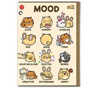 Brainbox Candy - Jolie carte d'anniversaire Kawaii - « Mood » par Fuzzballs - Cartes d'animaux mignonnes pour lui, ses amis - Cartes d'anniversaire pour enfants