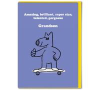Brainbox Candy - Jolie carte d'anniversaire pour petit-fils - « Amazing, Brilliant, Super Star, Talented, Gorgeous » Carte de vœux cool de Proud Nan Grandad Grand-parents - Intérieur vierge