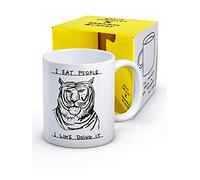 Brainbox Candy Tasse à café humoristique David Shrigley - Coffret cadeau fantaisie de Noël ou d'anniversaire pour homme et femme - Motif I Eat People Art vendu exclusivement