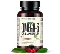BRAINEFFECT Capsules Premium Oméga 3 à l’huile de krill | 100% huile de krill (non diluée) | Astaxanthine EPA DHA Choline | Sans odeur ni goût de poisson | 60 gélules | Fabriqué en Allemagne