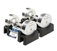 BRAINGAIN Haltères Réglables Set 23,5kg/32,5kg/41,5kg - Maintenant avec poignée Gen 4 de 34mm - Changez de poids en 1 sec - Équipement de gym maison gain de place - Plusieurs poids en un - Chrome/Noir