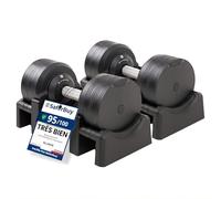 BRAINGAIN Haltères Réglables Set 23,5kg/32,5kg/41,5kg - Maintenant avec poignée Gen 4 de 34mm - Changez de poids en 1 sec - Équipement de gym maison gain de place - Plusieurs poids en un - Chrome/Noir