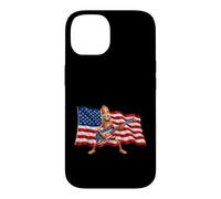Brainrot 4th July US Flag America Tung Sahur Electric Guitar Coque pour iPhone 14