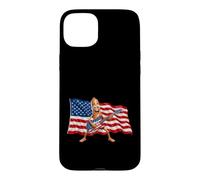 Brainrot 4th July US Flag America Tung Sahur Electric Guitar Coque pour iPhone 15 Plus