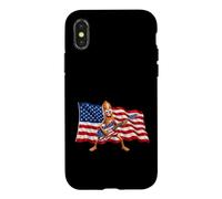 Brainrot 4th July US Flag America Tung Sahur Electric Guitar Coque pour iPhone X/XS