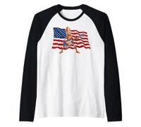 Brainrot 4th July US Flag America Tung Sahur Electric Guitar Manche Raglan
