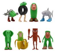 Brainrot Lot de 8 figurines d'animaux Tung Tung Sahur Tralalelo Tralala 7-9 cm Impression 3D Q Ver. Modèle PVC Collection Décoration de gâteau Cadeau (8 pièces)