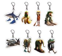 Brainrot - Porte-clés acrylique avec design d'animaux, 8 unités, Tung Tung Tung Sahur, porte-clés transparent double face pour décoration, 8 unités, 5.5cm